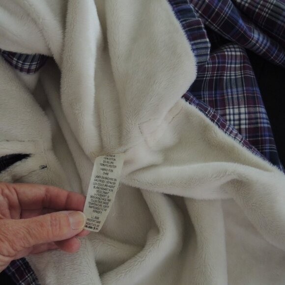 Ladies Shirt Jacket Size 1x Fuzzy Fleece Lined Plaid Cotton Shacket - L. L. Bean - Picture 9 of 9